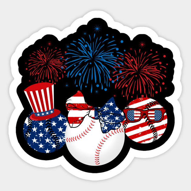 Baseball American Flag Fireworks Sticker by Flavie Kertzmann